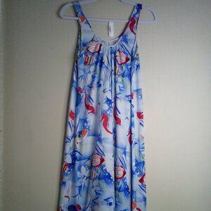 Travel-Lite Dress Women S Sleeveless Tropical Hawaiian Fish Blue